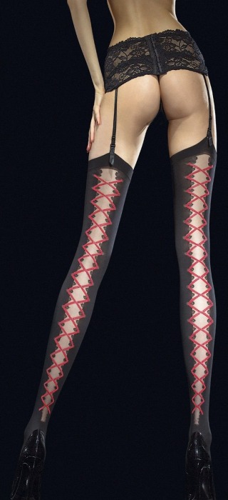 Чулки под пояс VALENTIS 40 den с имитацией шнуровки - Fiore купить с доставкой