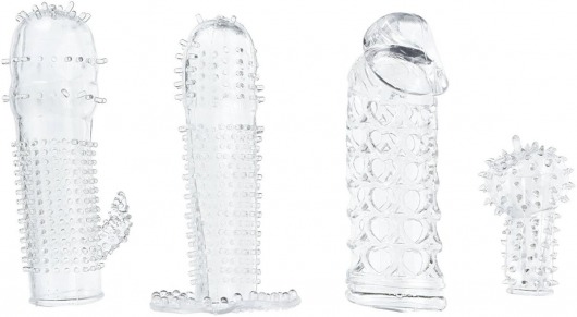 Набор из 4 насадок на член Pleasured Penis Enhancement Sleeve 4 Pack - XR Brands - в Новосибирске купить с доставкой