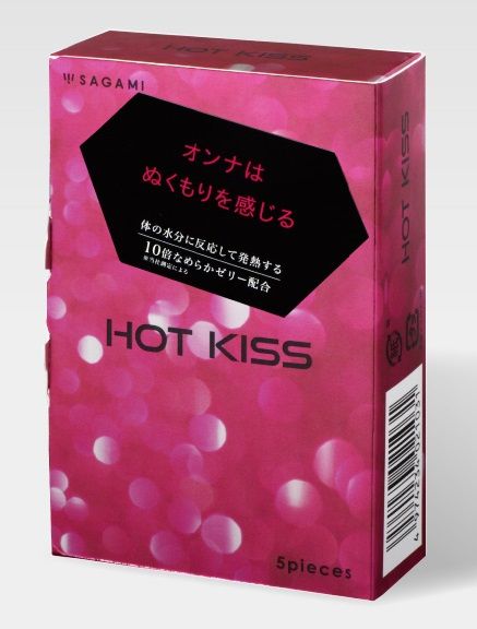 Презервативы с разогревающей смазкой Hot Kiss - 5 шт. - Sagami - купить с доставкой в Новосибирске