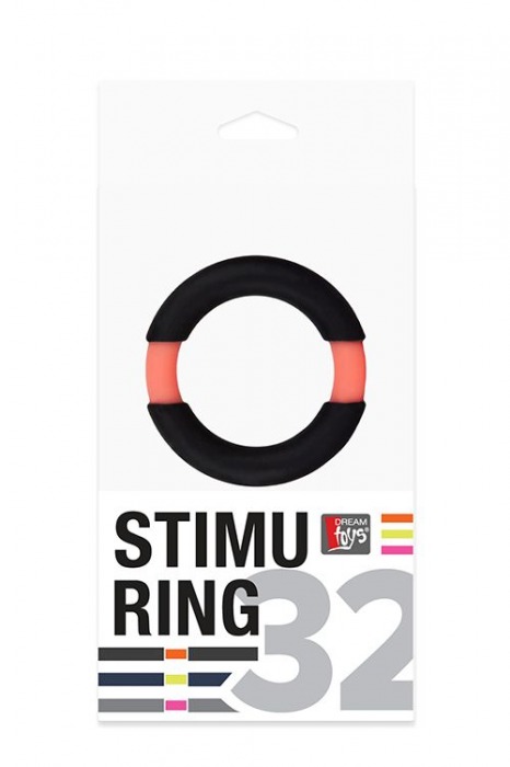 Чёрное эрекционное кольцо NEON STIMU RING 32MM BLACK/ORANGE - Dream Toys - в Новосибирске купить с доставкой