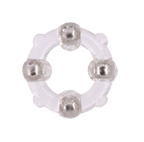 Эрекционное кольцо с 4 бусинами MENZSTUFF STUD RING CLEAR - Dream Toys - в Новосибирске купить с доставкой