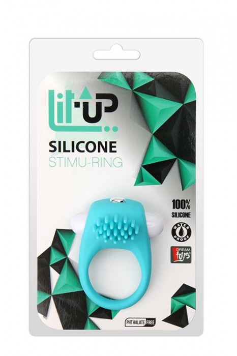 Голубое эрекционное кольцо с щеточкой LIT-UP SILICONE STIMU RING 5 - Dream Toys - в Новосибирске купить с доставкой