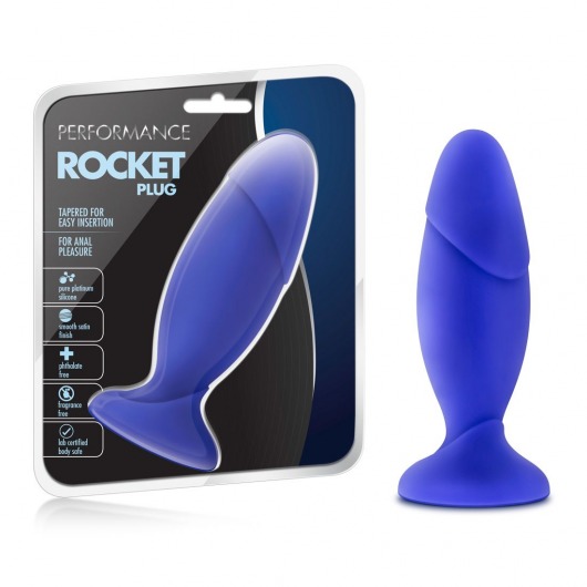 Синяя пробка-фаллос Performance Rocket Plug - 17,8 см. - Blush Novelties