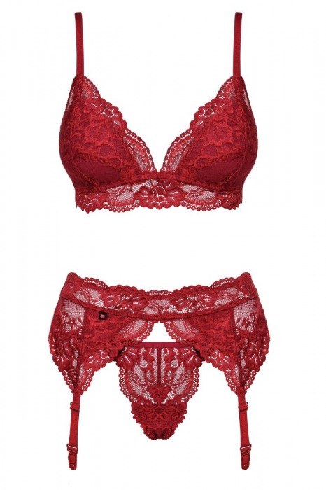 Чувственный кружевной комплект из 3 предметов - Obsessive купить с доставкой
