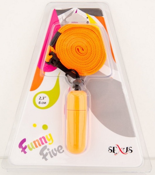 Оранжевая вибропулька с ремешком на шею - 6 см. - Sexus