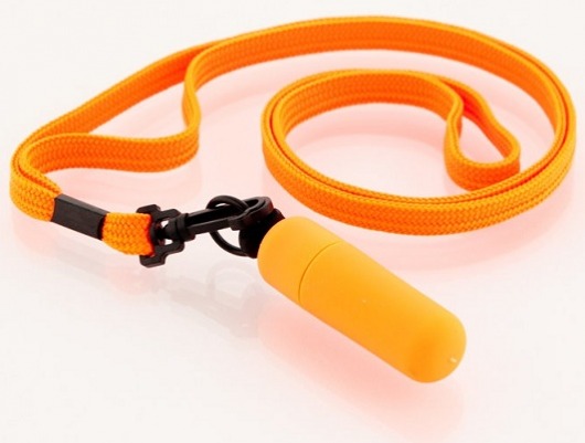 Оранжевая вибропулька с ремешком на шею - 6 см. - Sexus