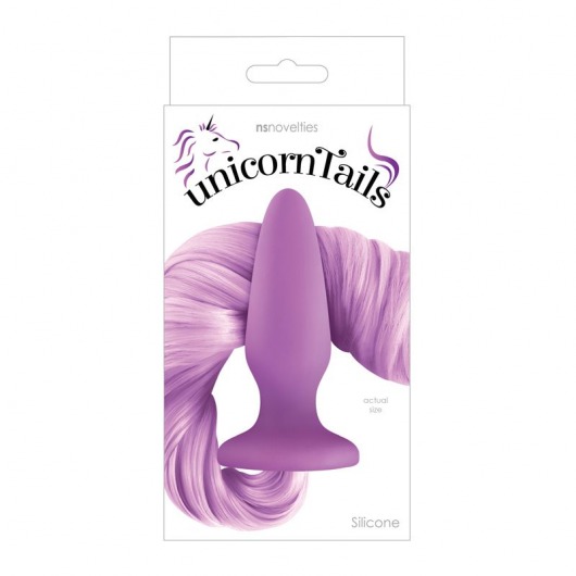 Сиреневая анальная пробка с сиреневым хвостом Unicorn Tails Pastel Purple - NS Novelties