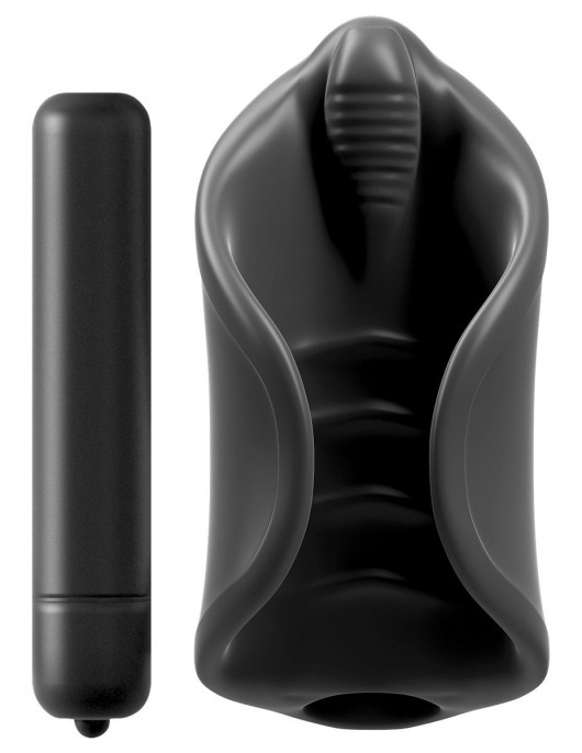 Чёрный мастурбатор Vibrating Silicone Stimulator с вибрацией - Pipedream - в Новосибирске купить с доставкой