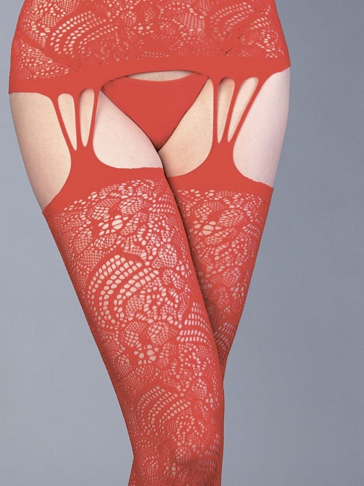 Красный ажурный комбинезон с имитацией шнуровки на груди - Le Frivole купить с доставкой