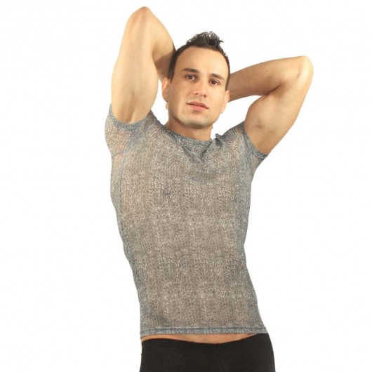 Серая мужская футболка в облипку - Romeo Rossi купить с доставкой