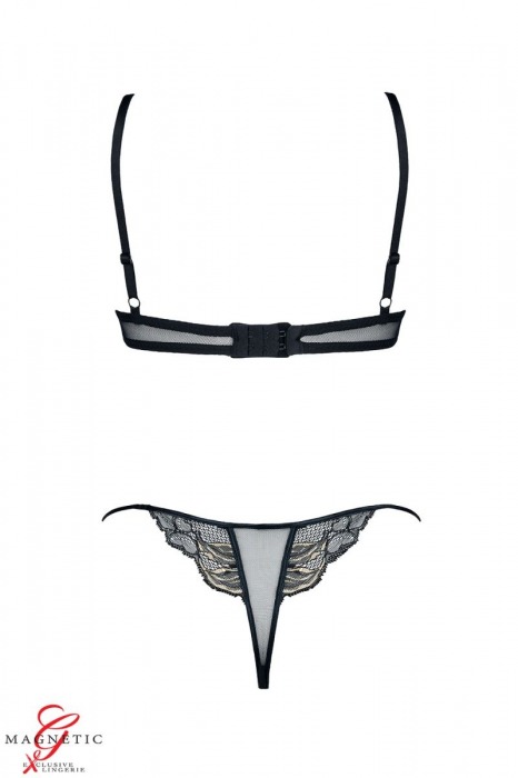 Чёрный полупрозрачный комплект Alix с кружевами - Demoniq купить с доставкой