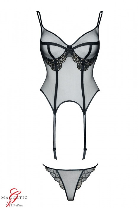 Манящий корсаж Ginette с комплекте с трусиками - Demoniq купить с доставкой