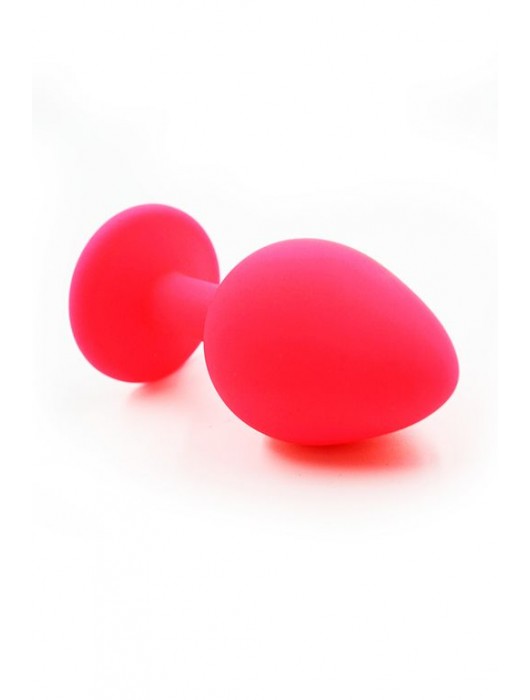 Розовая силиконовая анальная пробка с розовым кристаллом - 7 см. - Kanikule - купить с доставкой в Новосибирске