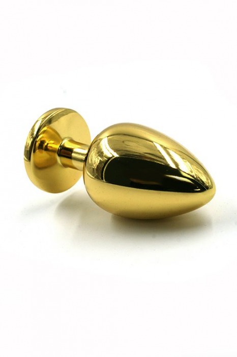 Золотистая алюминиевая анальная пробка с светло-фиолетовым кристаллом - 6 см. - Kanikule