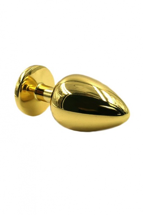 Золотистая алюминиевая анальная пробка с жёлтым кристаллом - 6 см. - Kanikule - купить с доставкой в Новосибирске