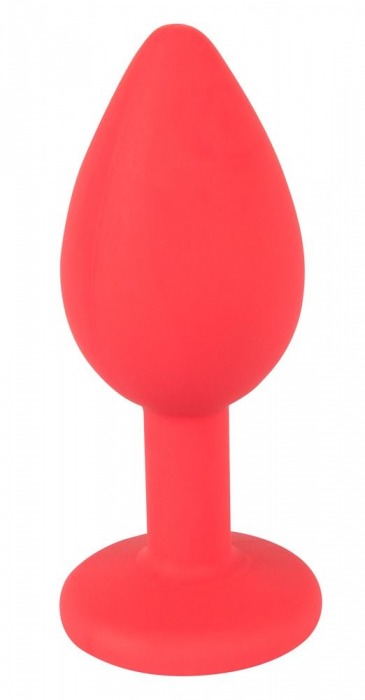 Красная силиконовая анальная пробка с красным кристаллом Joy - 7,2 см. - Orion - купить с доставкой в Новосибирске