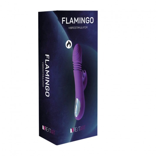 Фиолетовый вибромассажер Flamingo с ротацией и нагревом - 23,5 см. - RestArt