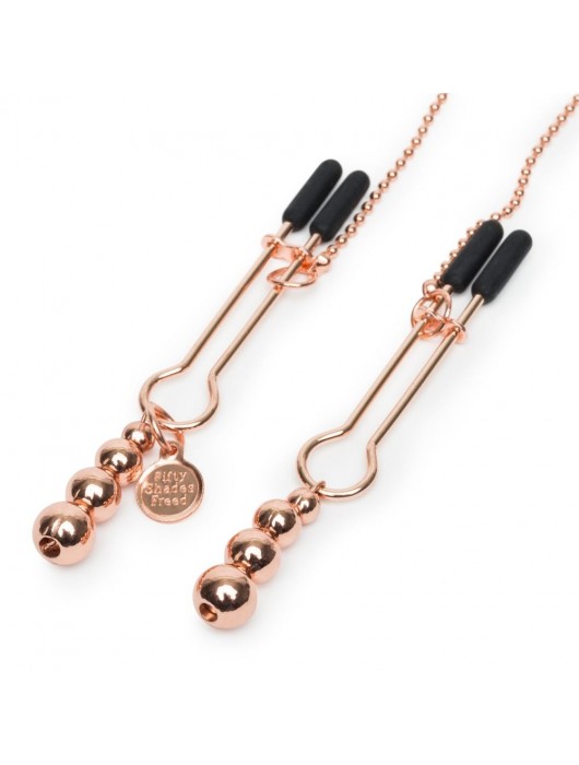 Золотистые зажимы для сосков и клитора All Sensation Nipple and Clitoral Chain - Fifty Shades of Grey - купить с доставкой в Новосибирске