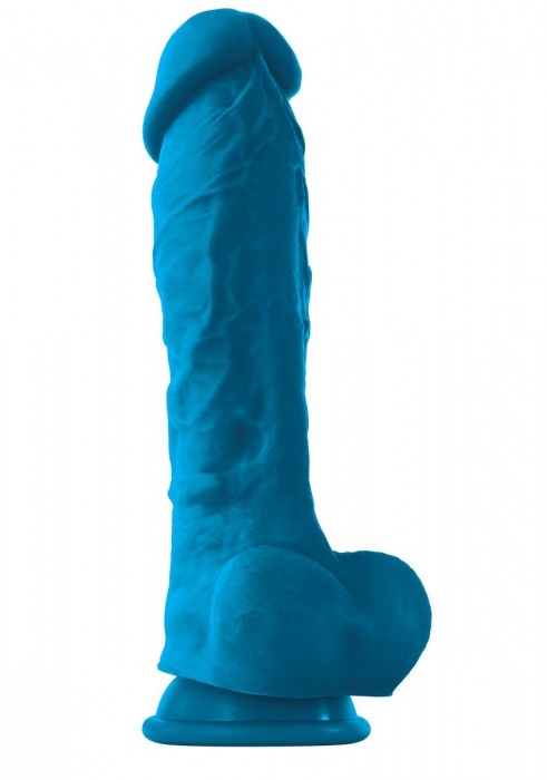 Голубой фаллоимитатор на присоске ColourSoft  8  Soft Dildo - 23,5 см. - NS Novelties