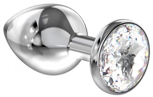 Большая серебристая анальная пробка Diamond Clear Sparkle Large с прозрачным кристаллом - 8 см. - Lola Games - купить с доставкой в Новосибирске