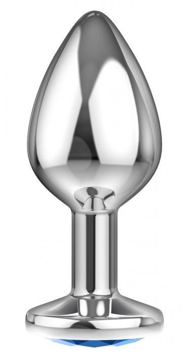 Большая серебристая анальная пробка Diamond Light blue Sparkle Large с голубым кристаллом - 8 см. - Lola Games - купить с доставкой в Новосибирске