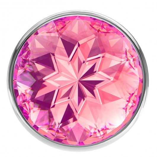 Большая серебристая анальная пробка Diamond Pink Sparkle Large с розовым кристаллом - 8 см. - Lola Games - купить с доставкой в Новосибирске