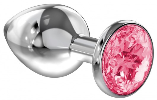 Большая серебристая анальная пробка Diamond Pink Sparkle Large с розовым кристаллом - 8 см. - Lola Games - купить с доставкой в Новосибирске