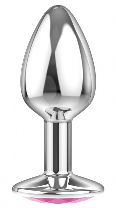 Малая серебристая анальная пробка Diamond Pink Sparkle Small с розовым кристаллом - 7 см. - Lola Games - купить с доставкой в Новосибирске