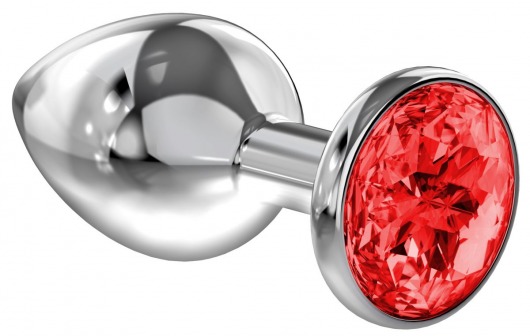 Большая серебристая анальная пробка Diamond Red Sparkle Large с красным кристаллом - 8 см. - Lola Games - купить с доставкой в Новосибирске