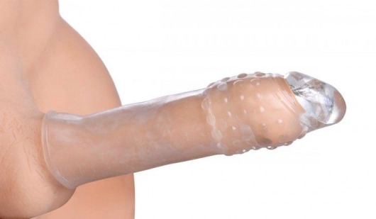 Удлиняющая насадкаThick Stick Clear Textured Penis Extender - 17,8 см. - XR Brands - в Новосибирске купить с доставкой