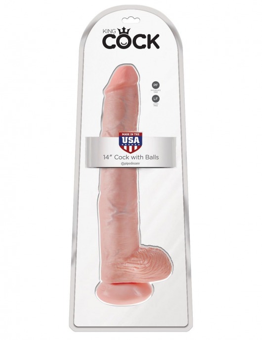 Телесный фаллоимитатор-гигант 14  Cock with Balls - 37,5 см. - Pipedream
