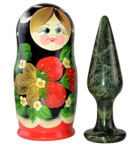 Анальная втулка из змеевика в футляре-матрёшке - 11 см. - Sitabella - купить с доставкой в Новосибирске