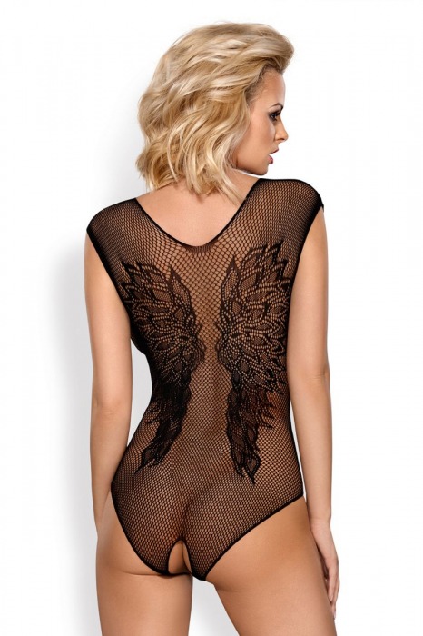 Боди из сеточки с рисунком в виде крыльев на спинке - Obsessive купить с доставкой