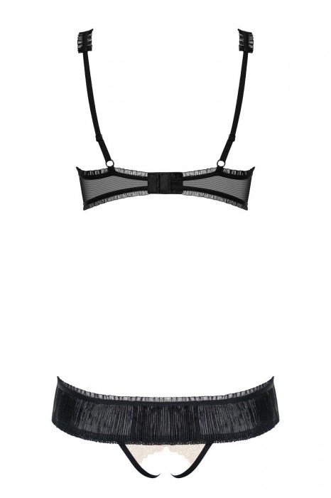 Чувственное двухцветное боди с открытой грудью - Obsessive купить с доставкой