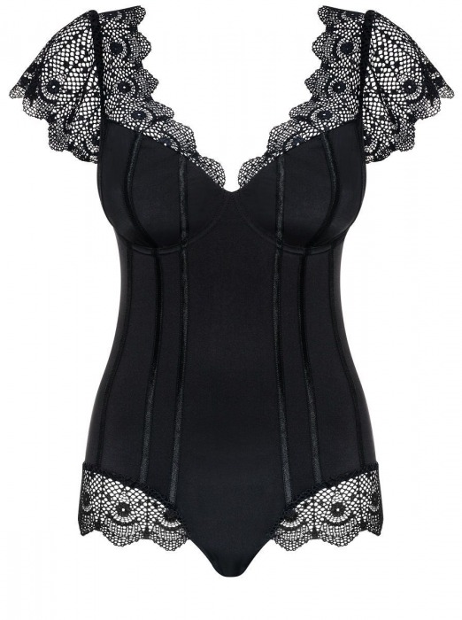 Боди Moketta с сетчатыми вставками и коротенькими рукавами (большой размер) - Obsessive купить с доставкой