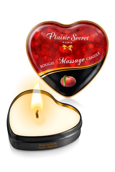 Массажная свеча с ароматом персика Bougie Massage Candle - 35 мл. - Plaisir Secret - купить с доставкой в Новосибирске
