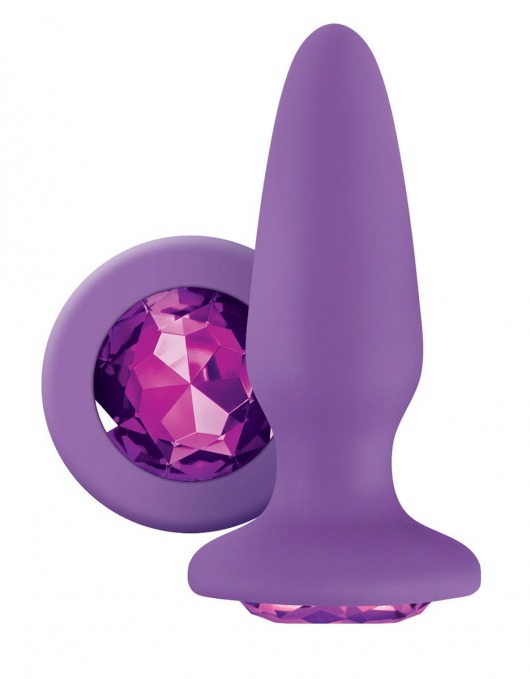 Фиолетовая анальная пробка с фиолетовым кристаллом Glams Purple Gem - 10,4 см. - NS Novelties - купить с доставкой в Новосибирске