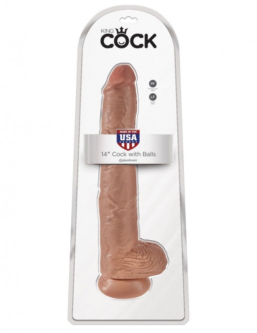 Кофейный фаллоимитатор-гигант 14  Cock with Balls - 37,5 см. - Pipedream