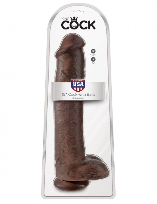 Коричневый фаллоимитатор-гигант 15  Cock with Balls - 40,6 см. - Pipedream