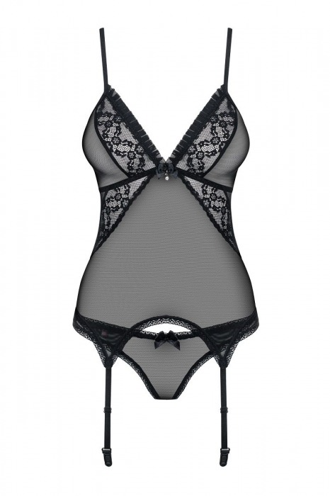 Полупрозрачный корсаж с отделкой рюшами (большой размер) - Obsessive купить с доставкой