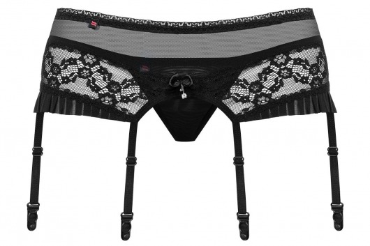 Ажурный пояс для чулок с оборками и трусиками в комплекте - Obsessive купить с доставкой