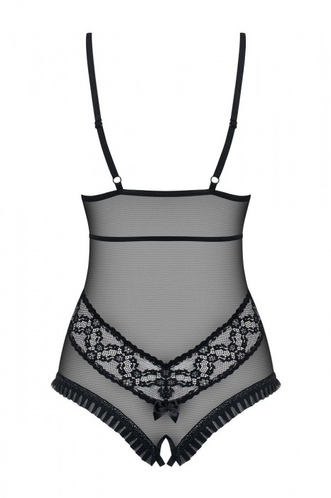 Очаровательное полупрозрачное боди с кружевным лифом и интимным доступом - Obsessive купить с доставкой