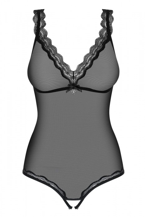 Прозрачное боди с кружевной оторочкой и интимным доступом - Obsessive купить с доставкой