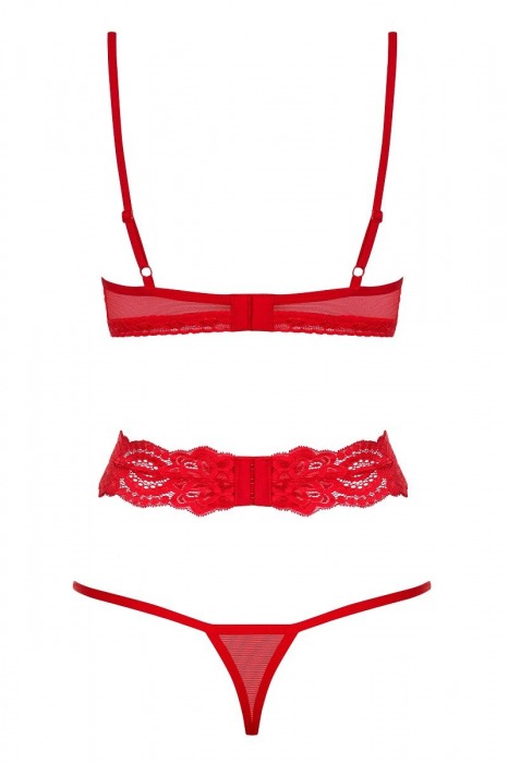 Роскошное кружевное тедди с украшением на животике в виде сердца - Obsessive купить с доставкой