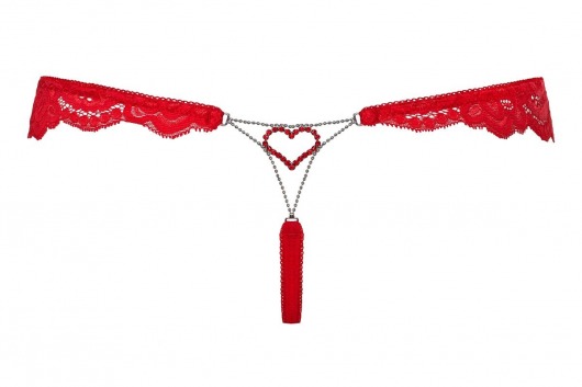 Ажурные трусики-стринги с украшением в форме сердца на задней части - Obsessive купить с доставкой