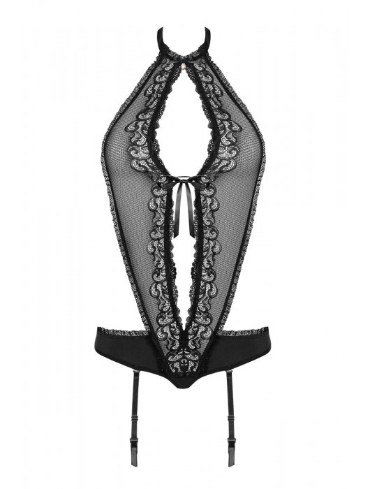 Оригинальное боди с пажами и открытой спинкой - Obsessive купить с доставкой