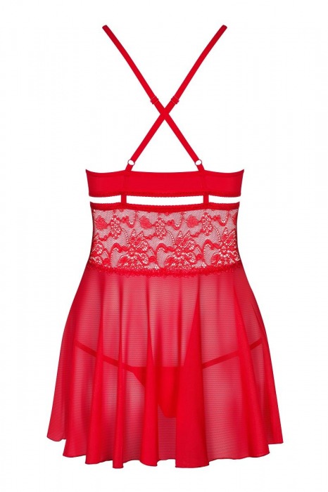 Яркая сорочка бэби-долл с изысканным цветочным кружевом (большой размер) - Obsessive купить с доставкой