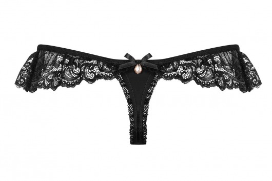 Трусики-стринги с кружевной юбочкой и подвеской сзади - Obsessive купить с доставкой