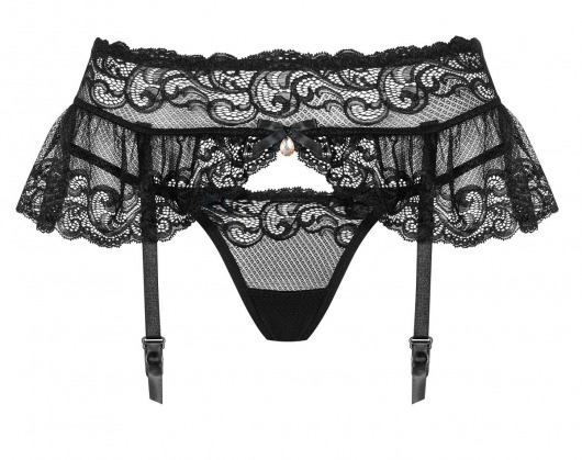 Пояс-юбочка из кружева в комплекте с трусиками-стринг - Obsessive купить с доставкой
