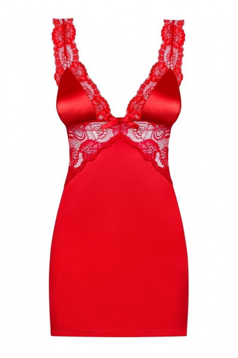 Атласная сорочка Secred с кружевной отделкой (большой размер) - Obsessive купить с доставкой